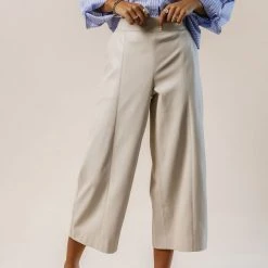 AARON & AMBER Marion Cropped Culottes In Beige Work Edit