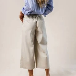 AARON & AMBER Marion Cropped Culottes In Beige Work Edit