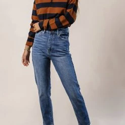 LIME N CHILI Rylan Rugby Stripe Top In Charcoal Tops 14 LIME N CHILI Rylan Rugby Stripe Top In Charcoal Tops