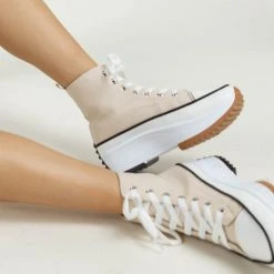 FREE SOUL/MIRACLE MILE Kiera Platform Sneakers In Beige New Arrivals