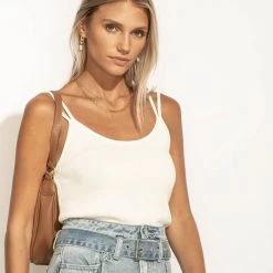 SINA Bianca Double Strap Tank In White Tops