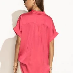 FUN 2 FUN New Arrivals Mary Button Down Top In Pink