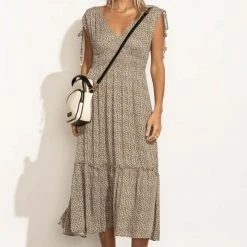 FINAL TOUCH COLLECTION Josephine Midi Dress In Grey