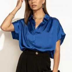 FUN 2 FUN New Arrivals Mary Button Down Top In Jade