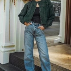 LISTICLE Yulia Cropped Cardigan In Emerald - FINAL SALE Sweaters